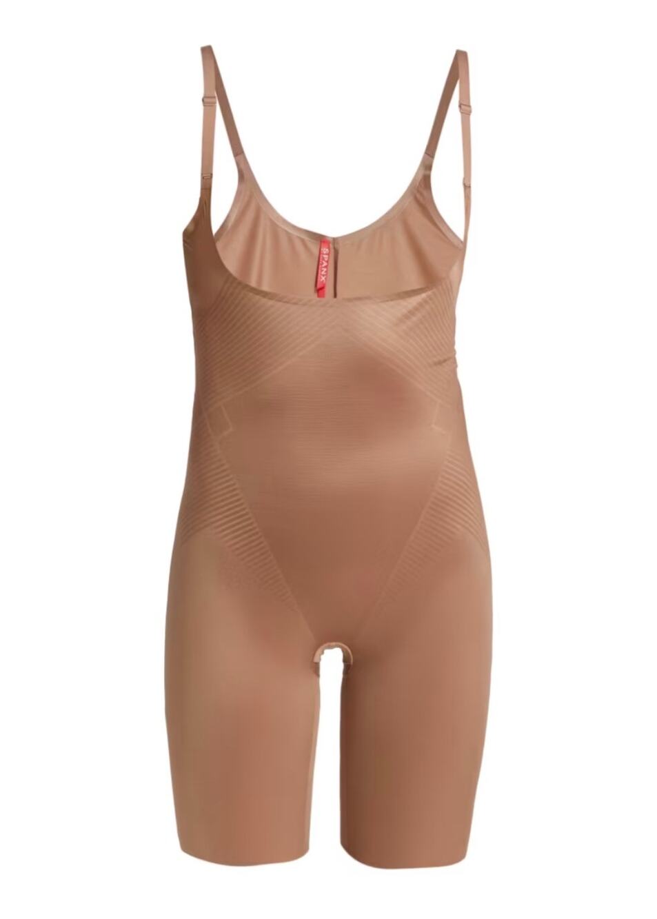 Spanx Thinstincts 2.0 Open Bust Mid-Thigh Bodysuit XL Nude Shapewear